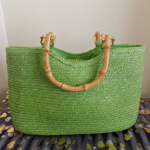 St. John's Bay Handbags - St. John's Bay Lime Green Straw Purse